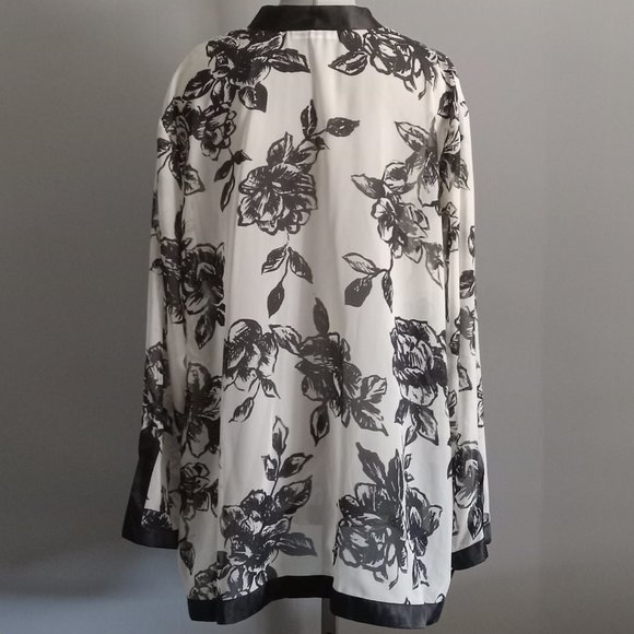 Penningtons sheer pullover sheer tunic blouse cream black floral boho swim sz3X - Picture 2 of 3